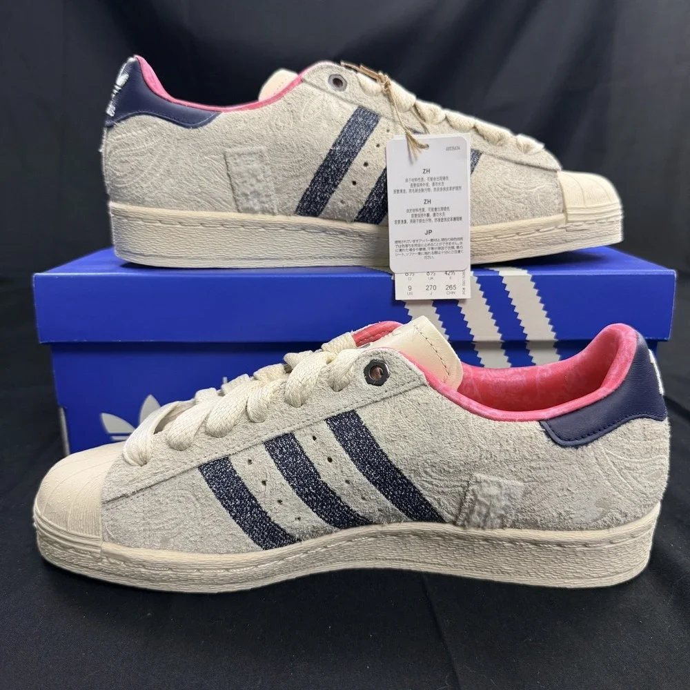 Size 9 Adidas Superstar 82 X Menace Men's Sneakers 'Wonder White Dark Blue'
